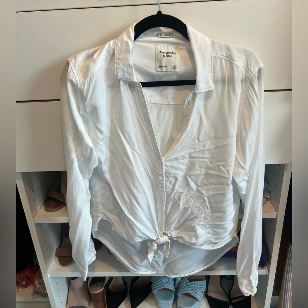 White Abercrombie & fitch boyfriend blouse